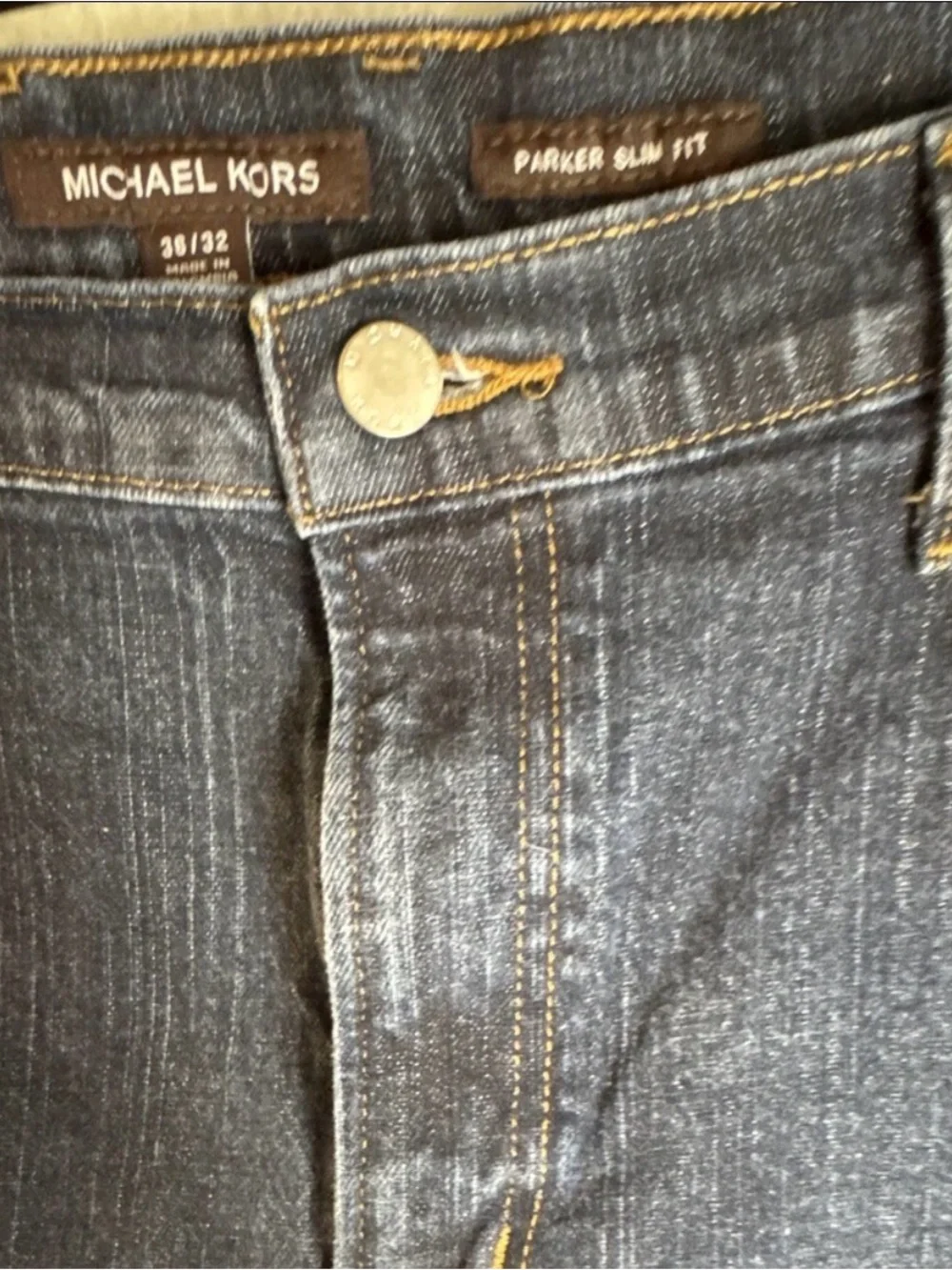Michael Kors Parker Slim-Fit Stretch Jeans Mens Size 36 x 32 Blue Denim